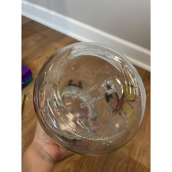 Disney Mickey Mouse Cookie Jar Anchor Hocking Glass Jar Treat Candy 8 inch VTG - Picture 8 of 9